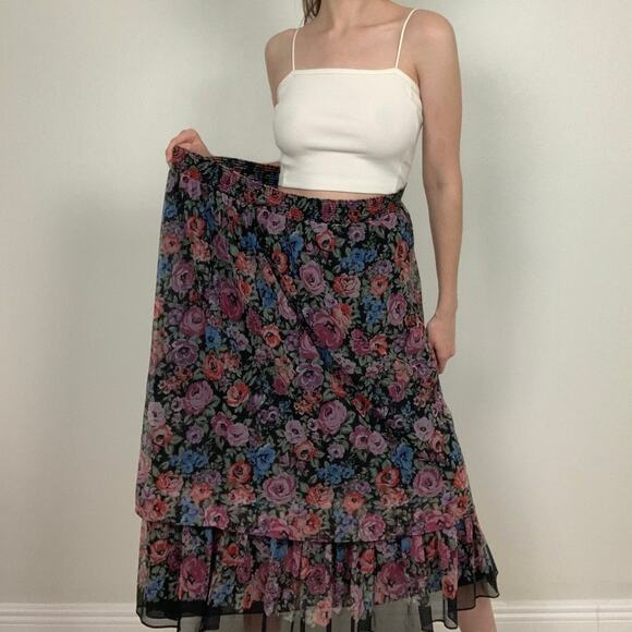 Vintage Three Flaggs Floral Maxi Skirt - Picture 3 of 9